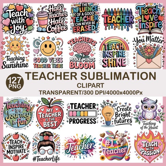 Teacher Quotes PNG Bundle, Back to School Clipart (Digital Download)