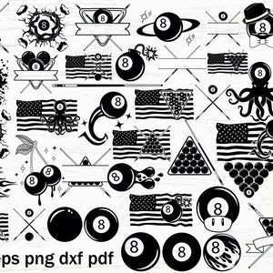 Billiards SVG, Billiards Logo Svg, Pool SVG, Vector, Silhouette, Billiard game svg, Billiards Cut Files, Billiard Ball Svg,Clipart, Png, Svg
