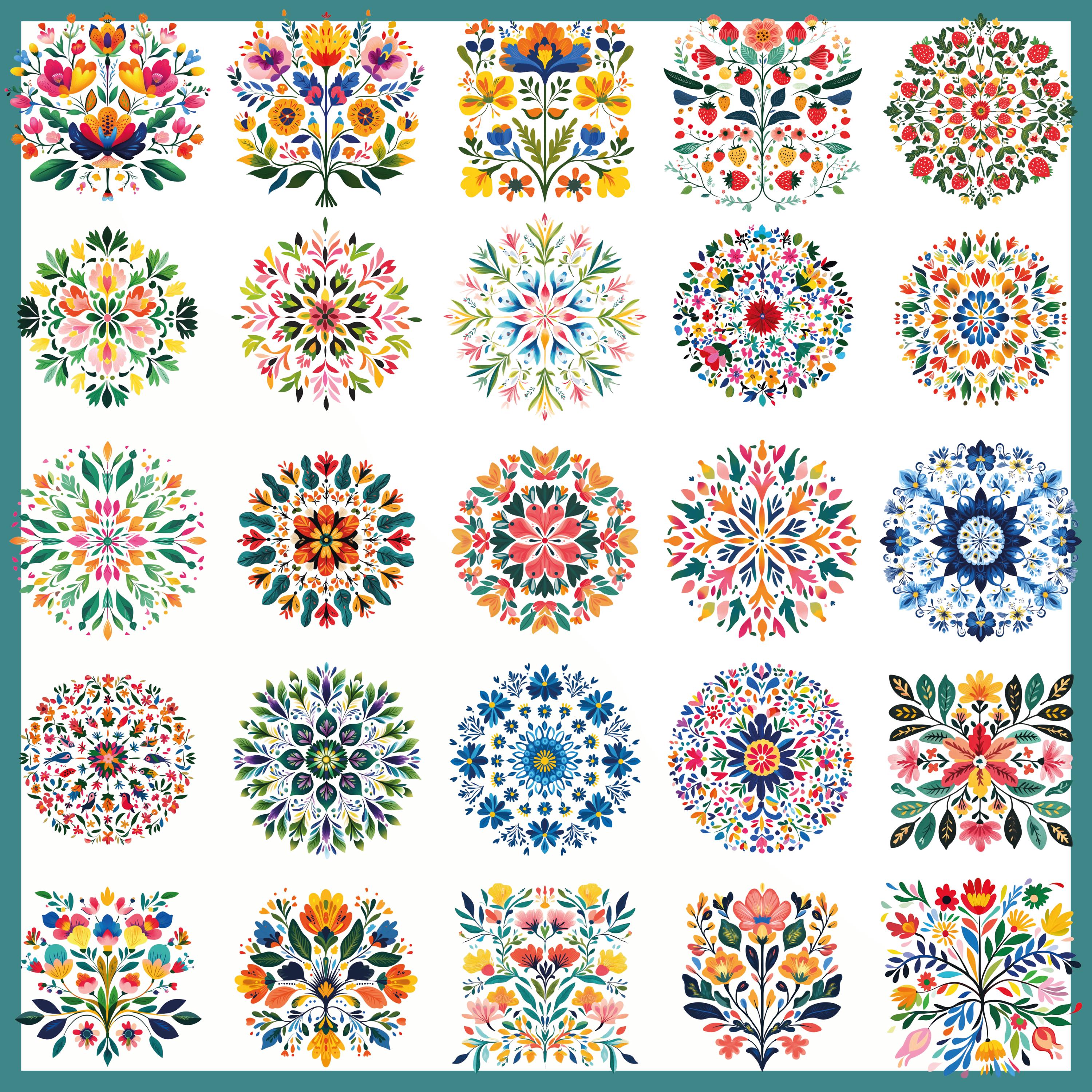 Otomi Art Clipart Bundle, Mexican Folk Floral PNG Set (163 Files) - Etsy