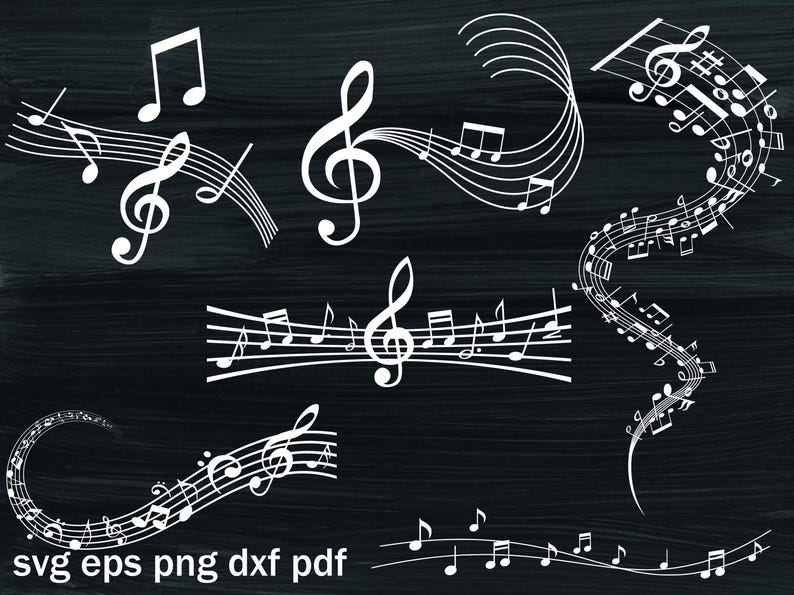 Music Notes SVG Bundle | Musical Staff & Treble Clef Elements | Svg Png ...