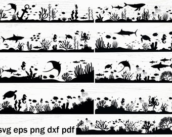 Underwater Sea Life SVG: Coral Reef Clipart (Digital Download)