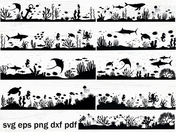 Underwater Sea Life SVG: Coral Reef Clipart (Digital Download)
