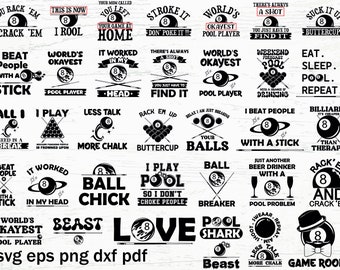 Billiards svg bundle, Game Vector, Pool Player svg,  Billiard Svg, Pool Svg, Billiards Dxf, Eps Pool Players funny Billiards,Pool SVG, Png