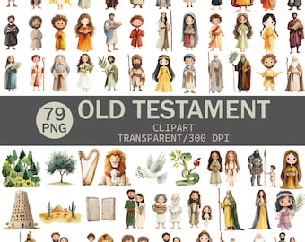 Old Testament Clipart Bundle: Watercolor Bible Characters & Scenes (PNG Digital Download