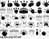 Bowling SVG Bundle: Split Monogram, Ball & Pins Clipart (Cut Files)