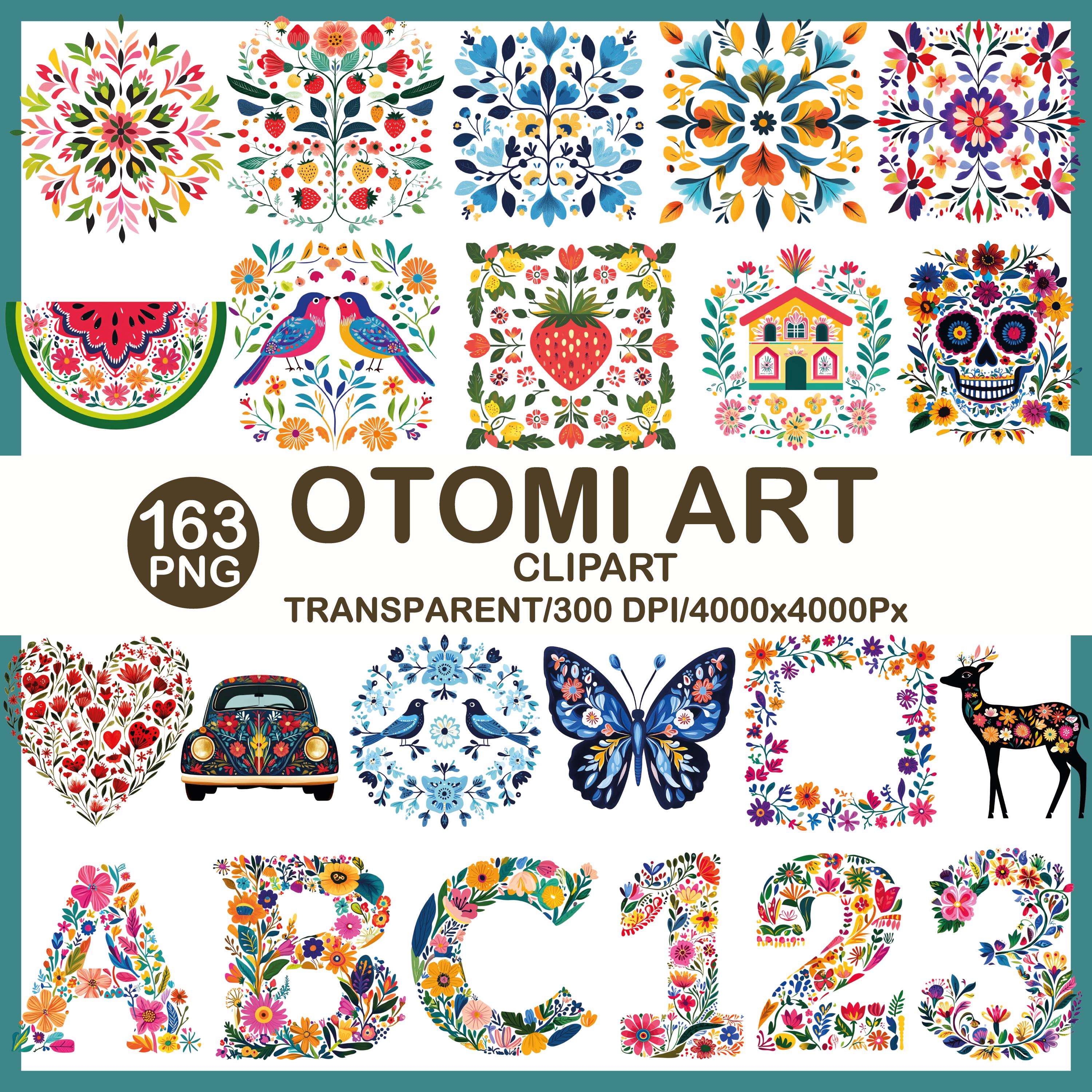 Otomi Art Clipart Bundle, Mexican Folk Floral PNG Set (163 Files) - Etsy