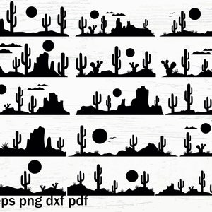 Desert Scene SVG, Desert Landscape SVG, Cactus SVG, Desert Png, Desert Cut File, Desert Bundle, Cactus Cut File, Desert Cut File