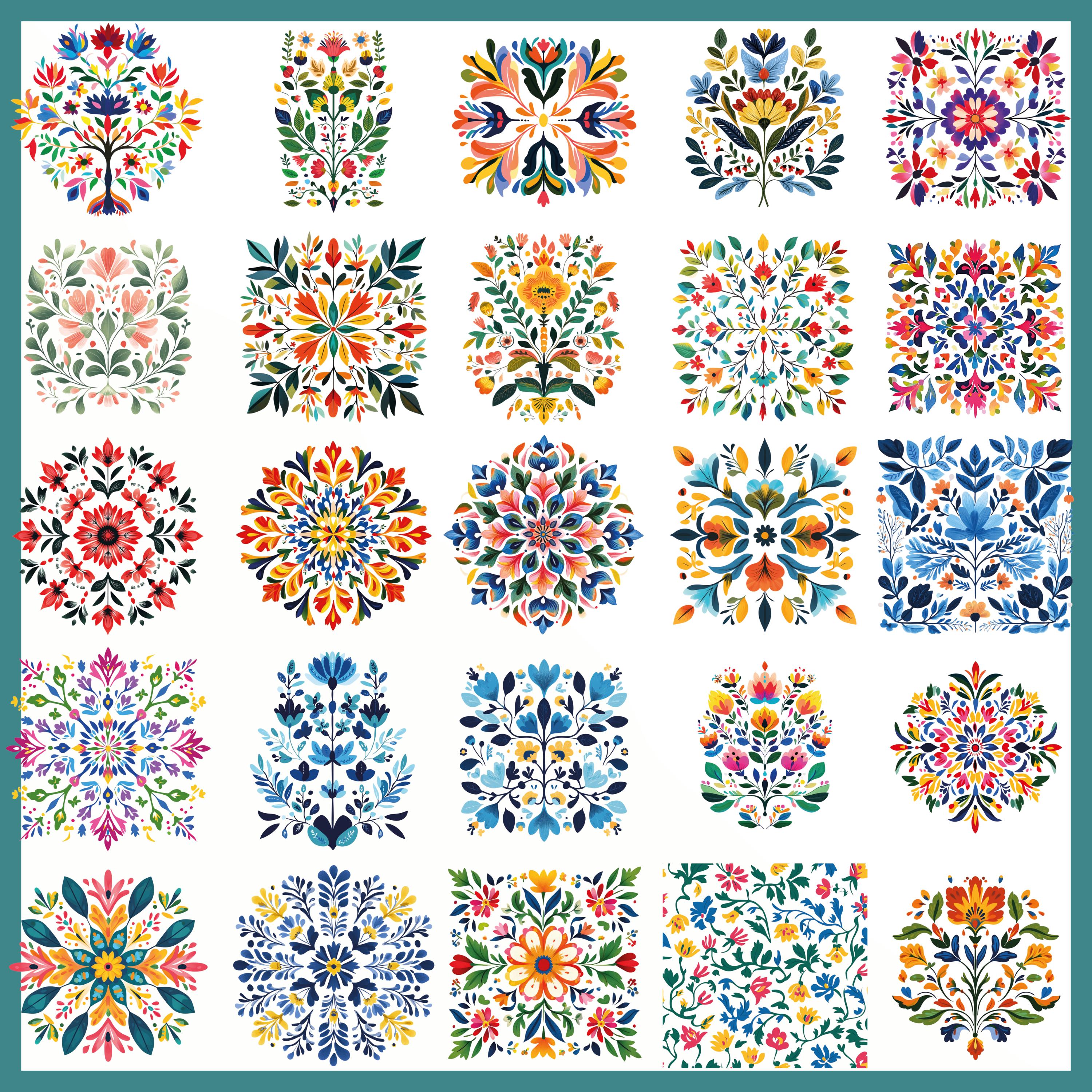 Otomi Art Clipart Bundle, Mexican Folk Floral PNG Set (163 Files) - Etsy