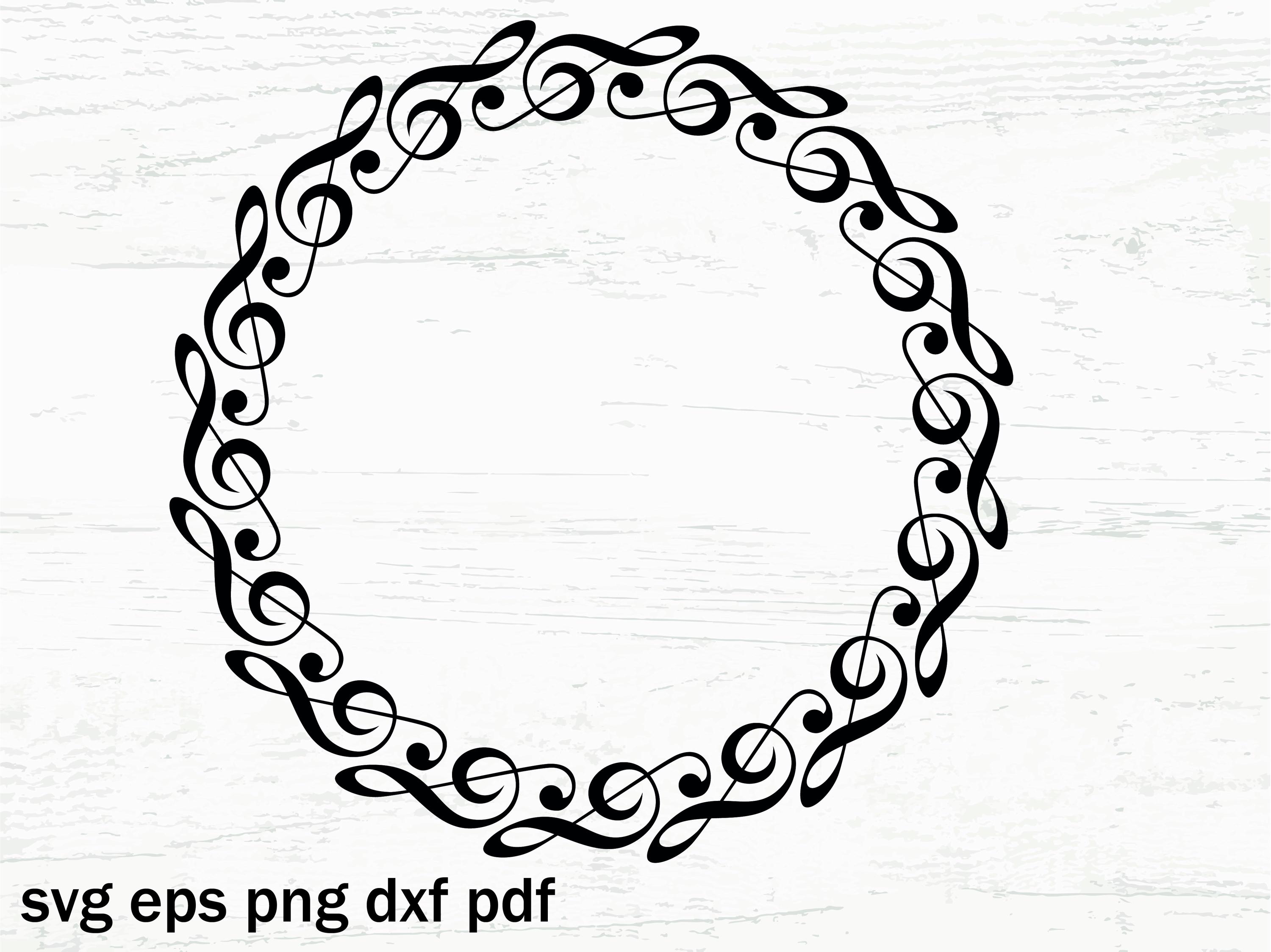 Music Note Circle Round Frame Border Symbol Treble Clef Sheet Musical ...
