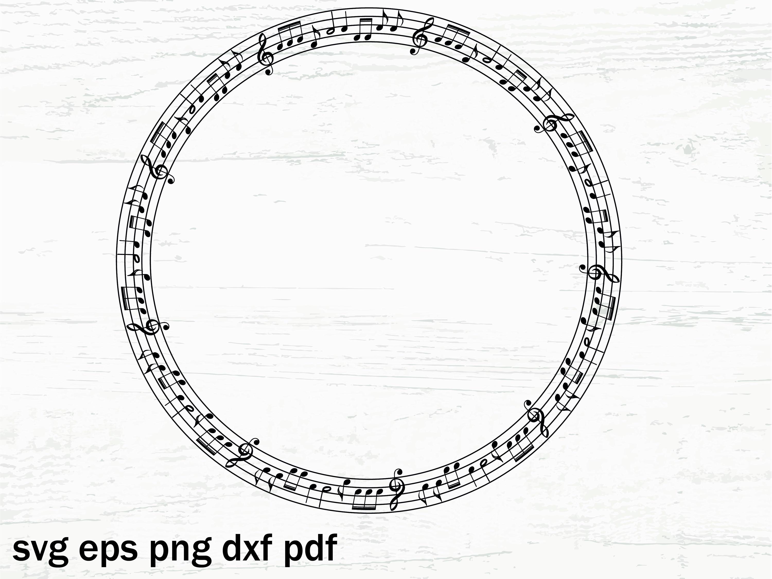 Music Note Circle Round Frame Border Symbol Treble Clef Sheet Musical ...