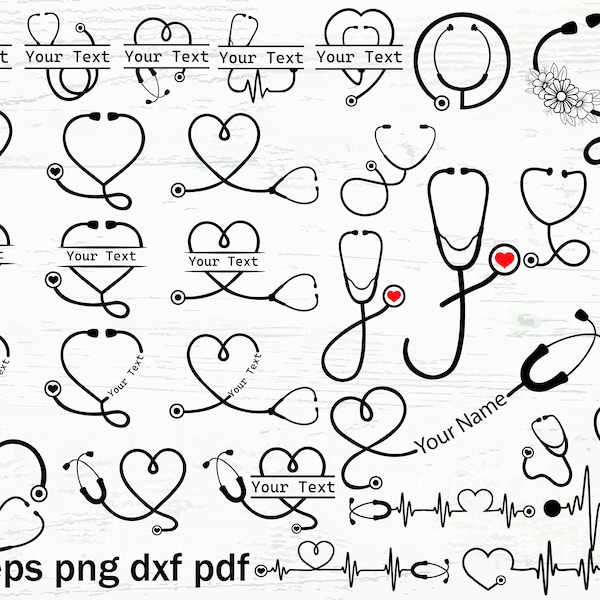 Stethoscope Split Monogram SVG, Floral Stethoscope SVG, Heart Stethoscope Svg,  Stethoscope Heartbeat Nurse Life,  Svg Medical svg