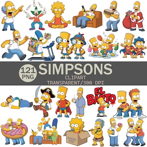The Simpsons Clipart Bundle - 121 PNG Files - Transparent Background - 300 DPI - Digital Download for Sublimation & Crafts