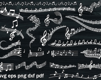 Music Notes SVG Bundle | Musical Staff & Treble Clef Elements | Svg Png Eps Dxf Pdf Cut Files