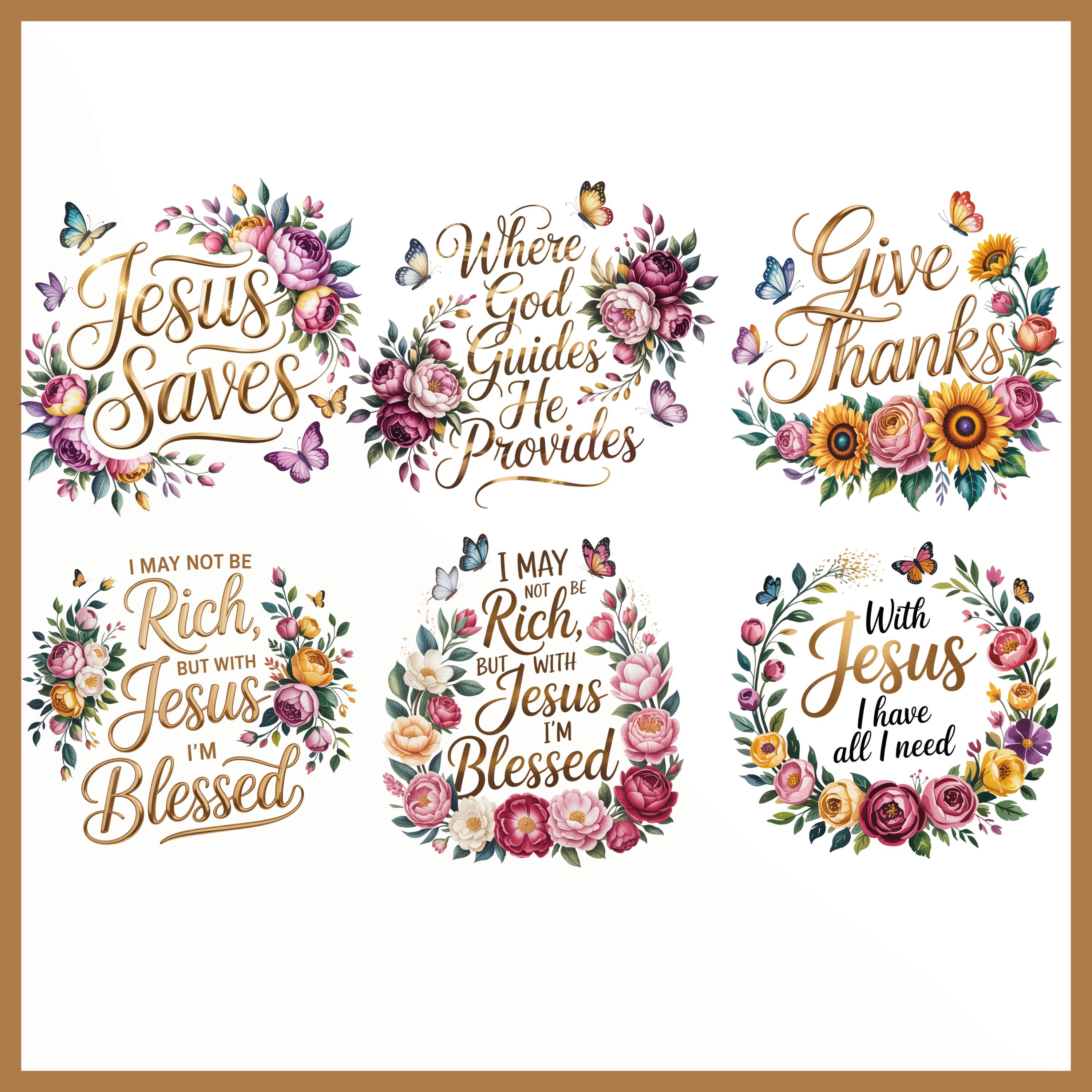 Floral Christian Clipart Bundle, Watercolor Faith Quotes (PNG Digital ...