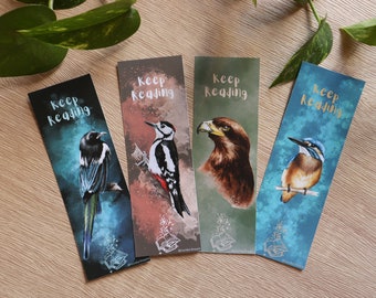 Bird Bookmark Set Animal Bookmark Gift For Birdlover Printed Bookmark Wildlife Bookmark Colorful Bookmark Bird Art Book lover Gift for her