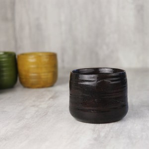 4 oz/120ml Ceramic tumbler of dark chocolate brown color, glazed handmade pottery, tea or coffee lovers gift image 1