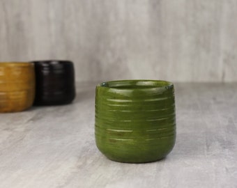 Handmade Coffee Mug with a saucer- Green coffee Cup - Ceramic espresso cup - Handmade ceramics - Pottery - Made in Ukraine - 120ml / 4 Oz