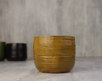 Handmade Coffee Mug with a Saucer - Ceramic espresso cup - Mustard-Yellow Mug - Handmade ceramics - Pottery - Made in Ukraine - 100ml /3.5Oz