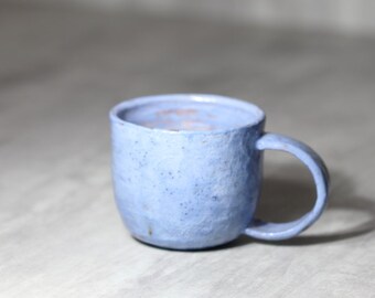 Pale blue ceramic coffee mug - Handmade Pottery  - Rustic mug - Made in Ukraine - Ukrainian Pottery -  125 ml