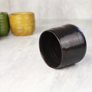 4 oz/120ml Ceramic tumbler of dark chocolate brown color, glazed handmade pottery, tea or coffee lovers gift image 2