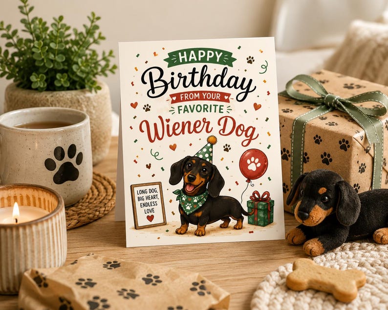 Funny Dachshund Birthday Card Printable, Wiener Dog Birthday Card, Dog ...