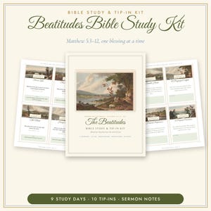 Seligpreisungen – Bibelstudium (druckbare Materialien) | Bergpredigt: Bibeleinlagen & Versübersicht, Bibeltexte, Bibelkarten (PDF)