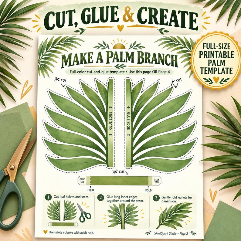 Palm Sunday Craft Printable | Kids Bible Lesson & Activity Pack - Etsy
