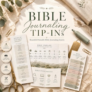 Bible Tip Ins Printable | Bible Journaling Inserts | Bible Inserts PDF | Verse Mapping | SOAP Bible Study | Bible Tabs Kit