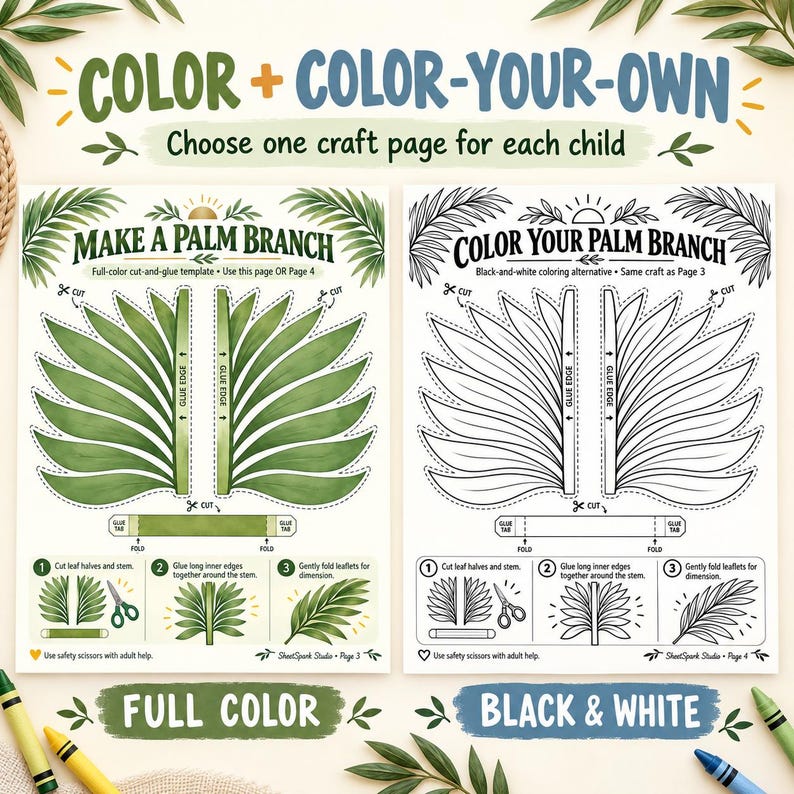 Palm Sunday Craft Printable | Kids Bible Lesson & Activity Pack - Etsy