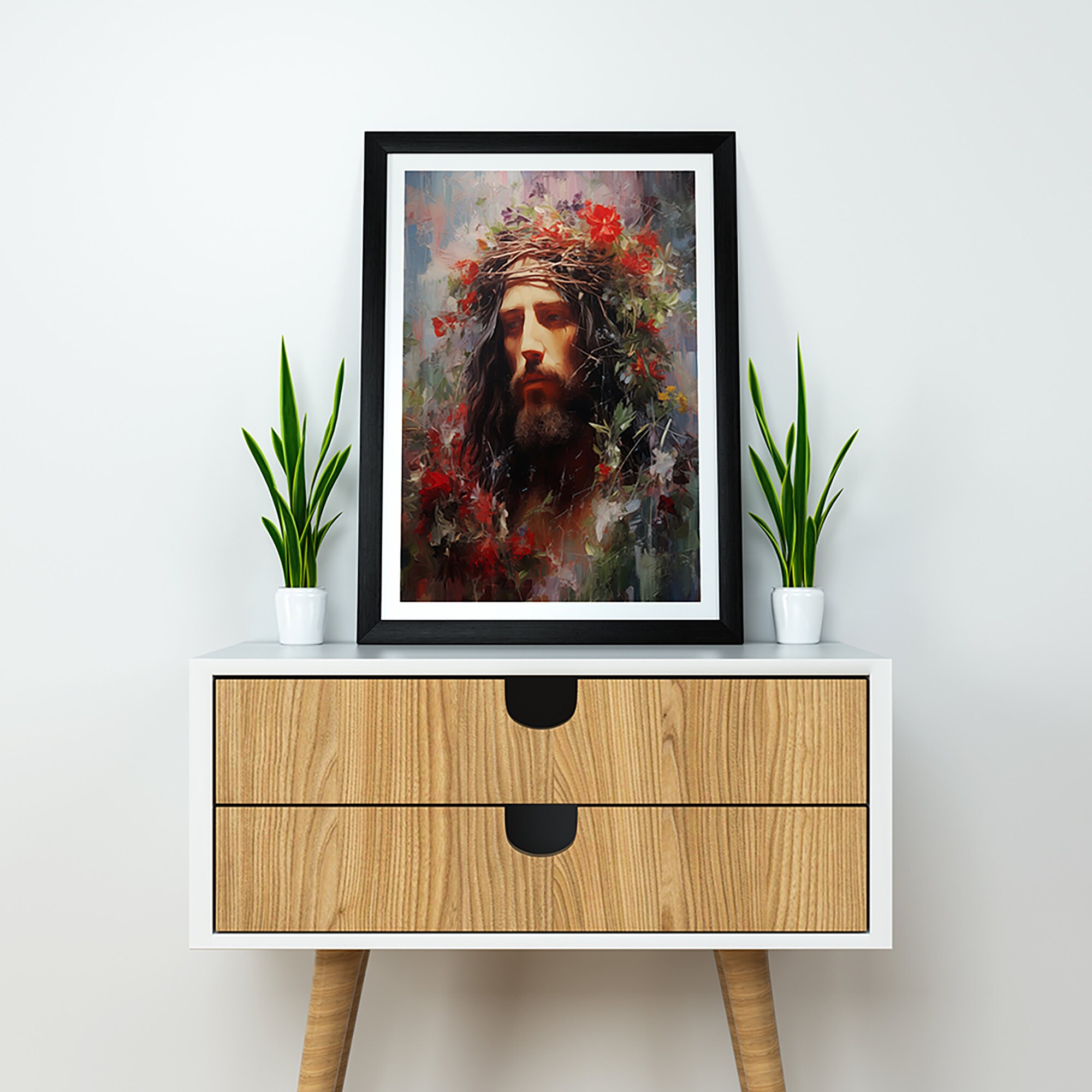 Jesus Wearing the Crown of Thorns Art, Inspired by Biblical Stories ...