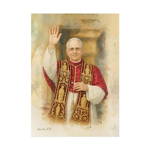 Stampa artistica cattolica di Papa Leone XIV, poster acquerello cristiano di Papa americano Robert Prevost, immagine religiosa, regalo per la casa.