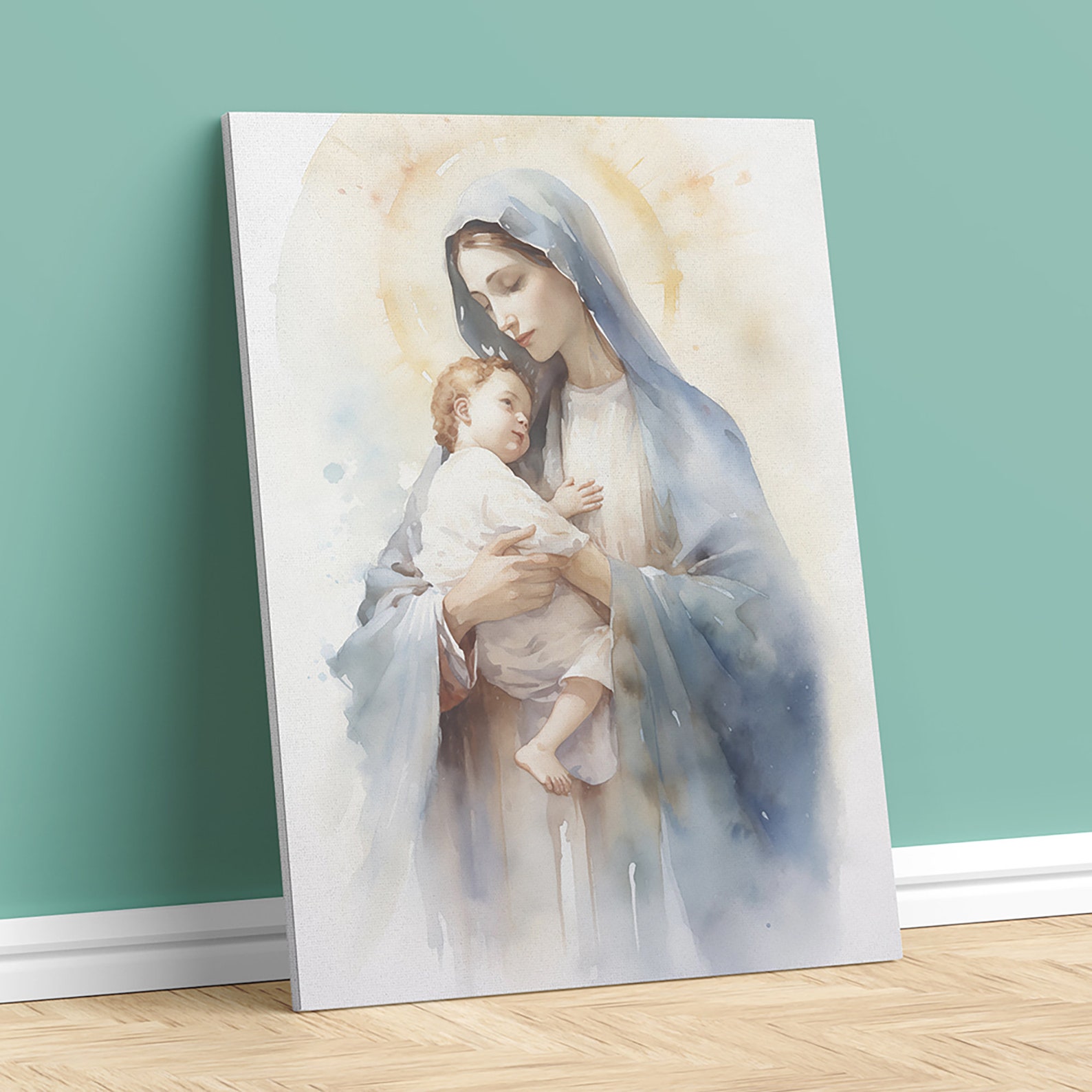 Virgin Mary and Baby Jesus Canvas Print: Christian Home Decor - Etsy