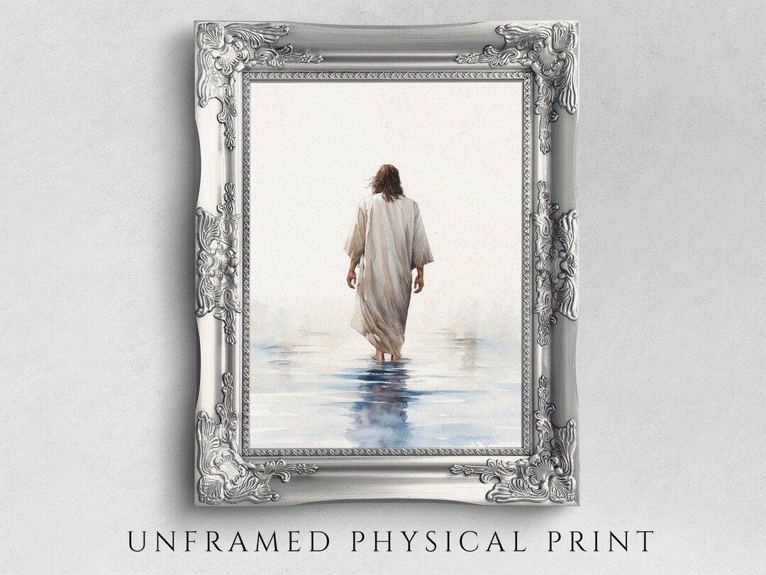 Jesus Walking on Water Painting Print Poster Bible Wall Art Gift Trendy ...