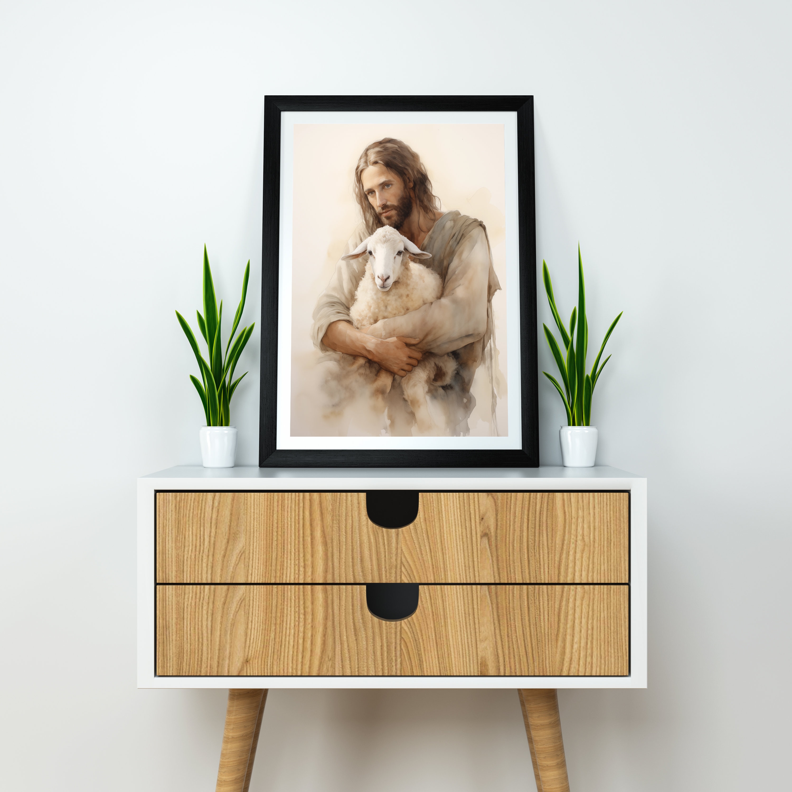 Jesus Christ Holding a Lost Lamb, Inspired by a Biblical Parable ...