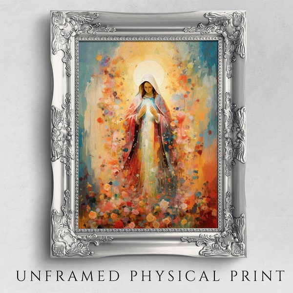 Virgin Mary Watercolor Painting: Christian Home Decor Art Print on Pape