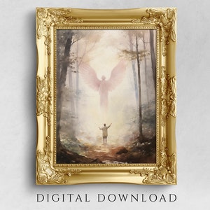 Joseph Smith Meets the Angel Moroni at the Hill Cumorah, inspired by Mormon history, Latter-day Saints Home Decor Print| Digital Watercolor