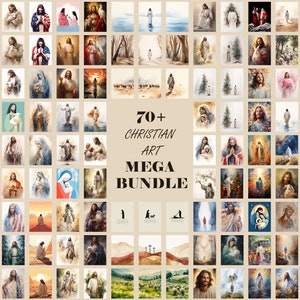 Más de 70 paquetes cristianos en constante crecimiento, carteles de fe, megapaquete religioso, arte bíblico, conjunto de impresión, regalo de paquete de arte de Jesús, descarga instantánea