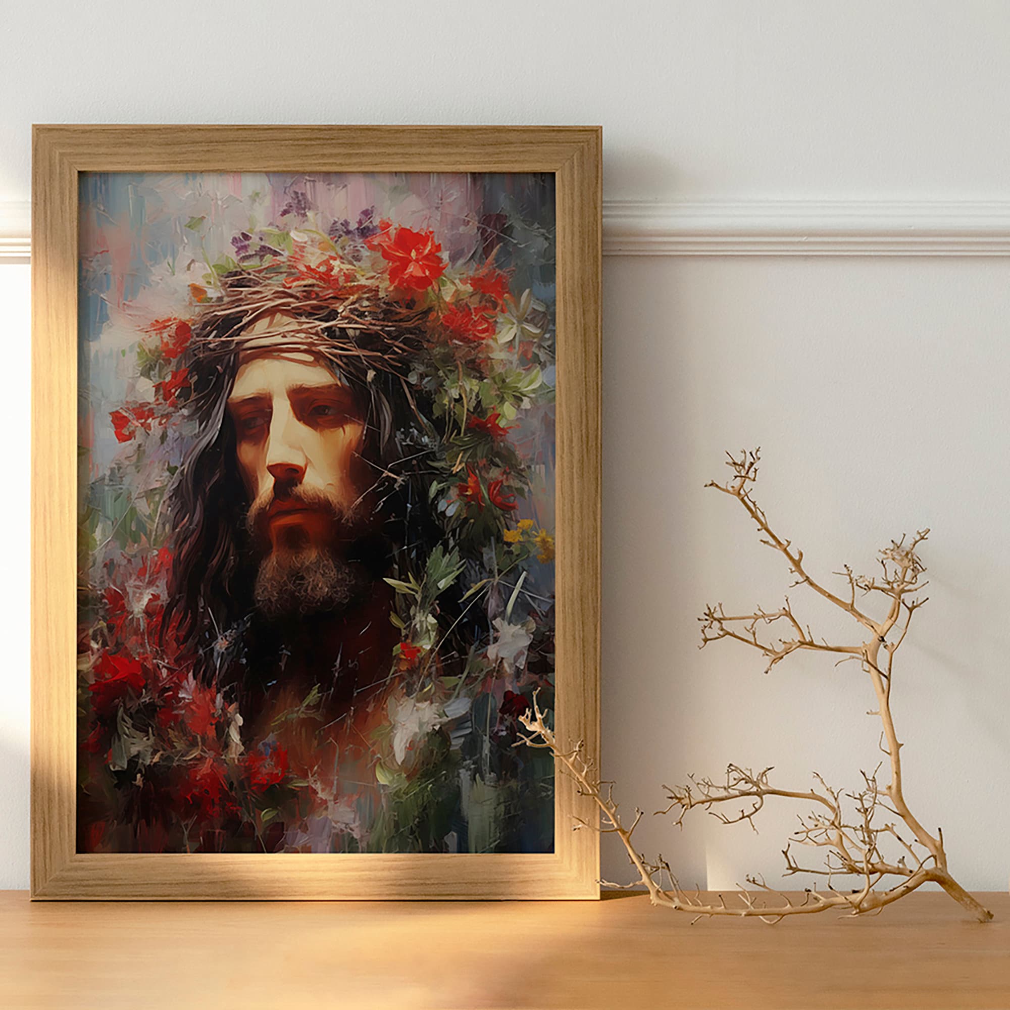 Jesus Wearing the Crown of Thorns Art, Inspired by Biblical Stories ...