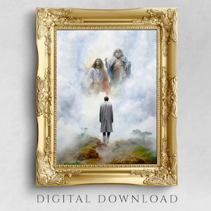 The First Vision, or Visitation of Joseph Smith, inspired by Mormon history. Latter-day Saints Home Decor Print| Digital Portrait Painting