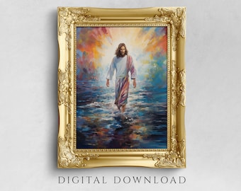 Jesus Walking on Water Art Print: Christian Home Decor (Digital Download)