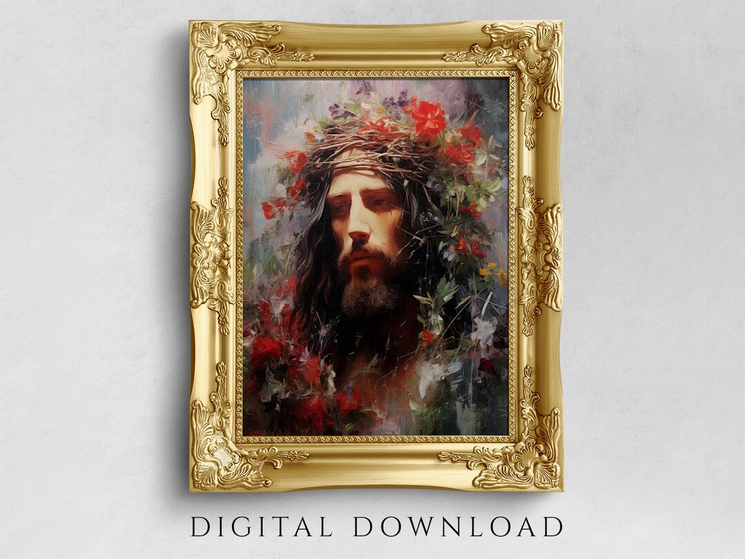 Jesus Wearing the Crown of Thorns Art, Inspired by Biblical Stories ...