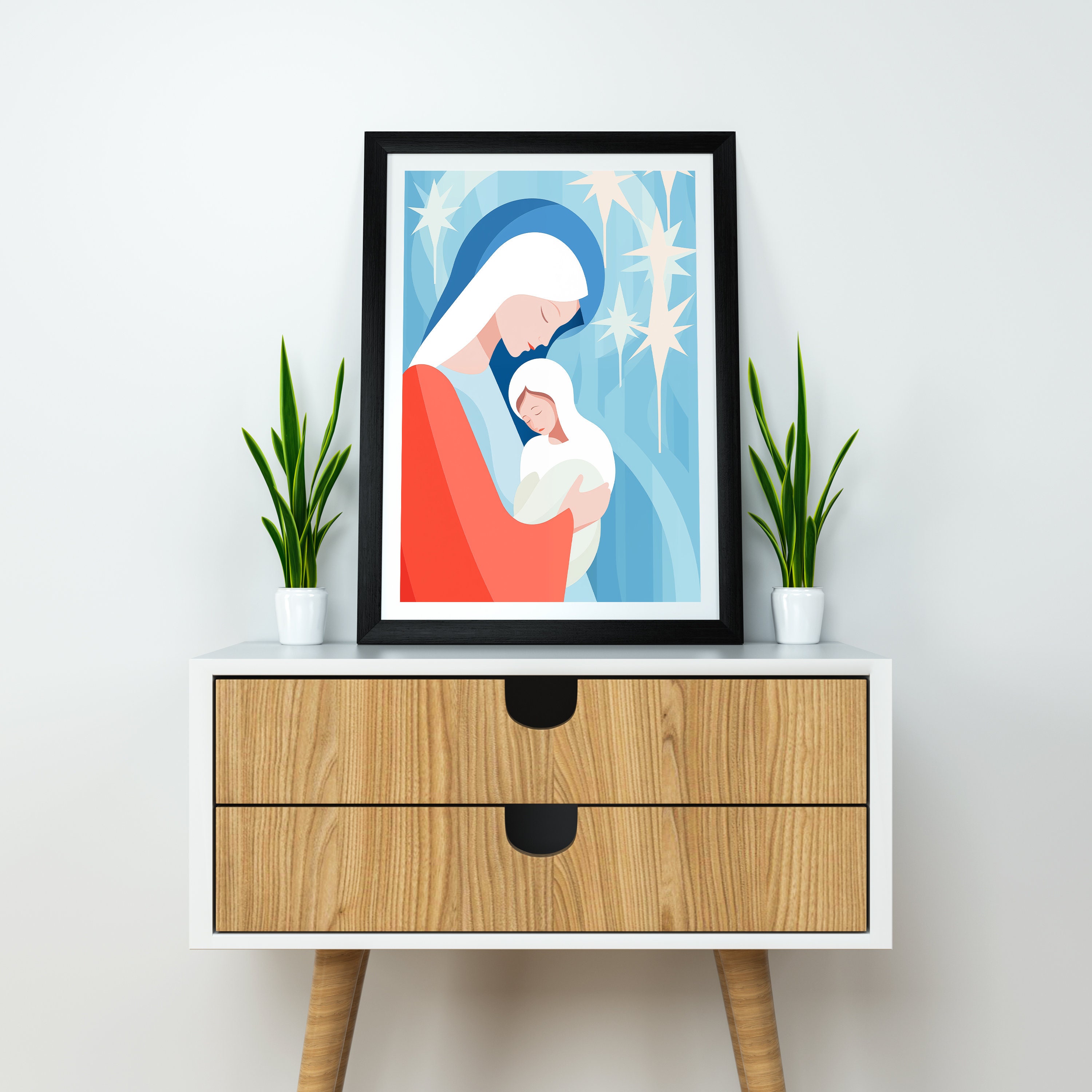 Virgin Mary and Baby Jesus Art Print on Paper: Christian Home Decor - Etsy