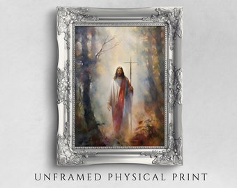 Jesus Christ Art Print on Pape: Woodland Scene, Christian Home Decor