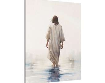 Jesus Walking on Water Painting Print on Canvas, Bible Wall Art, Christian Living Room Home Decor Art Gift, Be Still My Soul Picture Poster