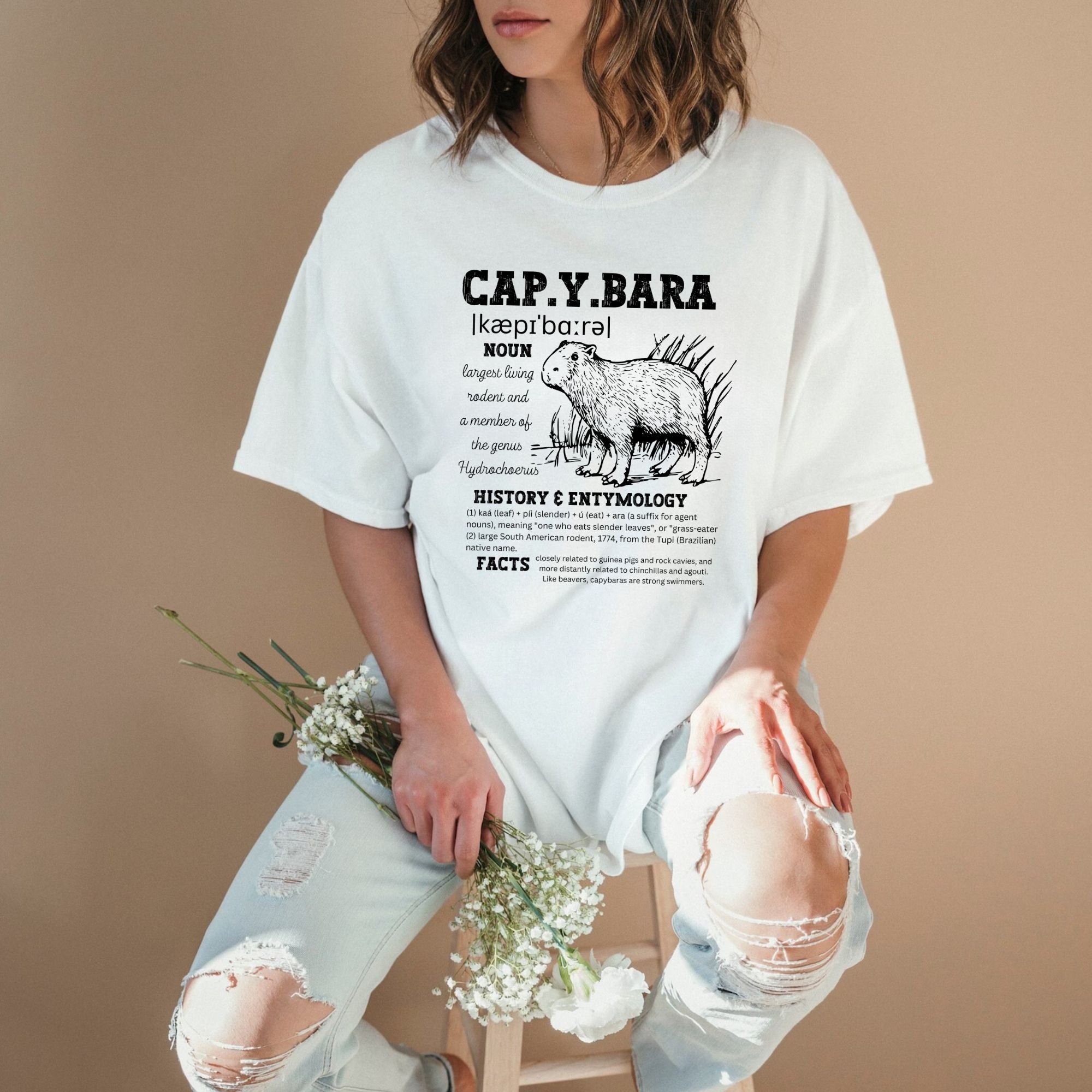 Capybara History and Etymology for Capybara Shirt for Women Men Cute