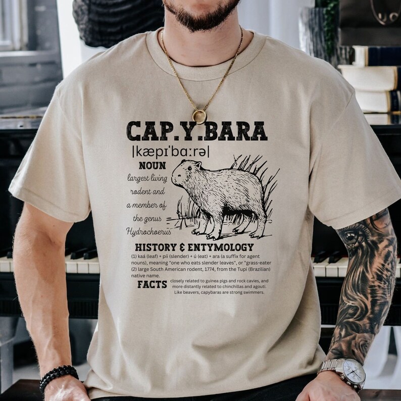 Capybara History and Etymology for Capybara Shirt for Women Men Cute