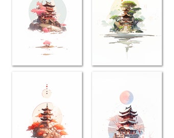 Japanese Temple Postcards: Four Seasons