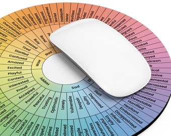 Feelings Wheel of Emotions Mouse Pad DBT CBT Therapy and Counseling Tools, Neurodivergent ADHD Mental Health Gift for Teens and Adults