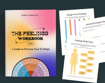 Feelings Wheel Workbook to Process Emotions, Printable Digital Download for Mental Health, Anxiety