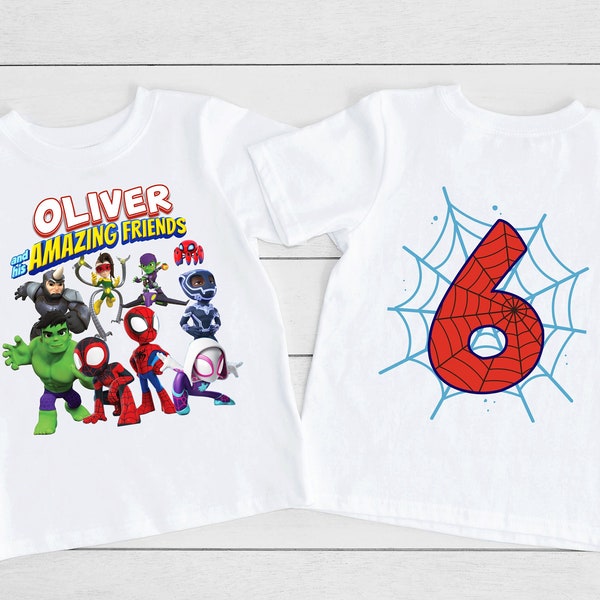 Spidey and His Amazing Friends Shirt, Spidey Birthday T-shirt, Spidey Characters Shirt, Spidey Shirt, Custom Toddler Birthday Shirt